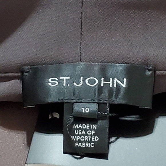 ST. JOHN Womens Pants Sz 10 Taupe Brown-Gray Dress Slacks Pockets - Picture 3 of 11